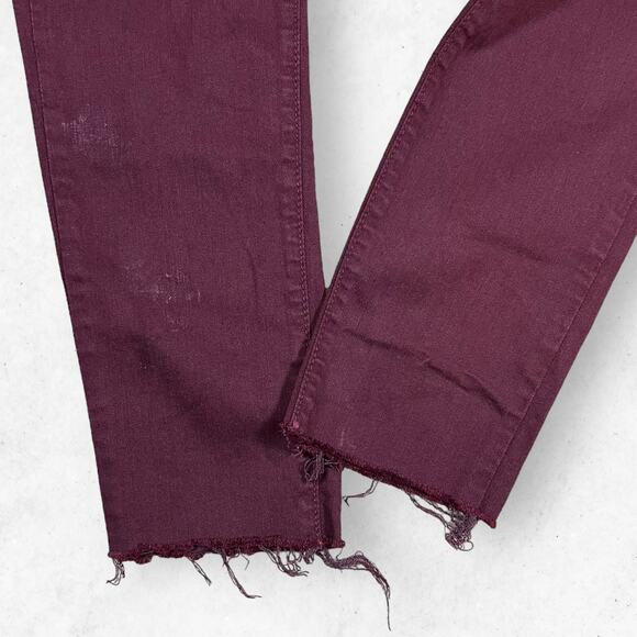 Flying Monkey Jeans Women's Size 25 Low Rise Skinny Burgundy Denim Raw Hem - Picture 8 of 8